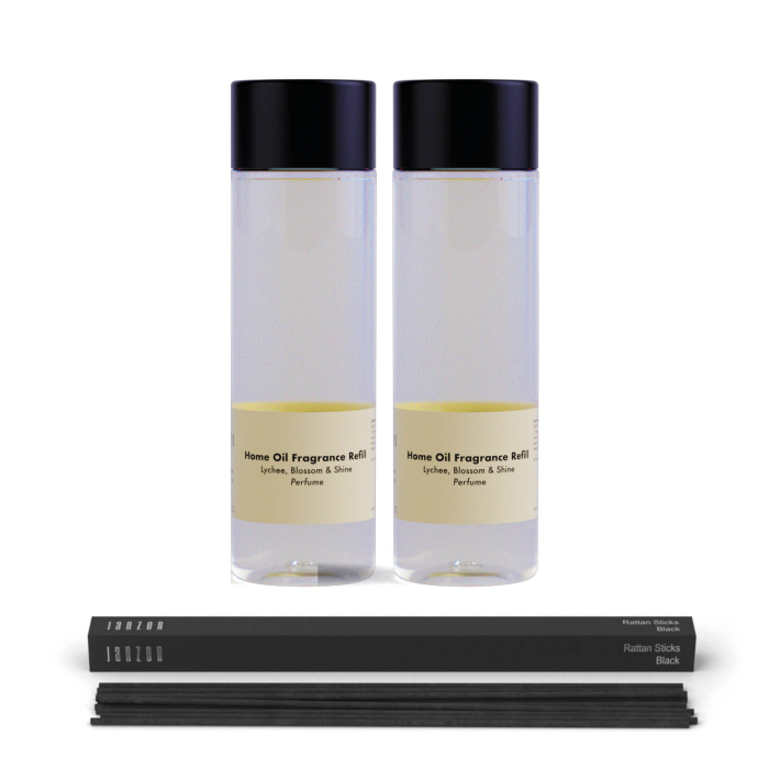 Janzen Home Fragrance Refill &C Lychee Blossom & Shine 2-pack Incl. Gratis Sticks - 200ml